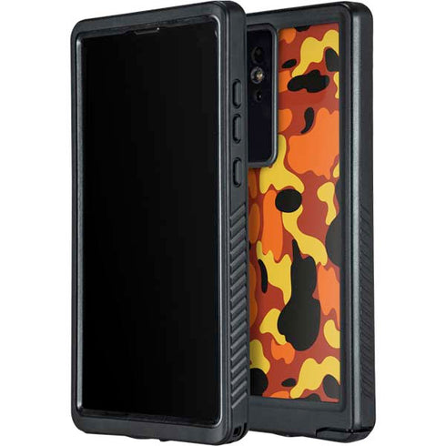 Orange Camo Galaxy S24 Ultra Waterproof Case