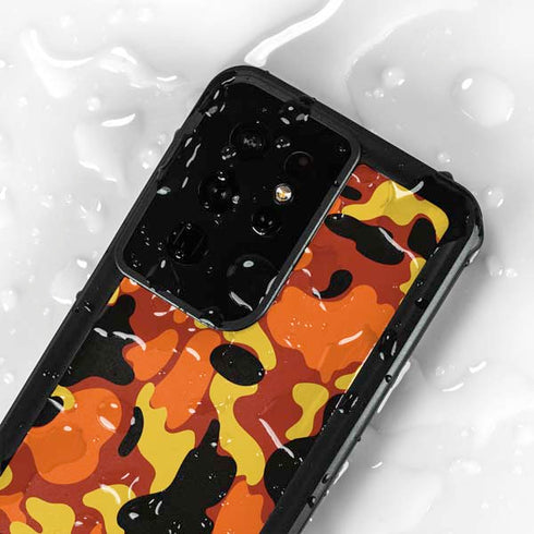 Orange Camo Galaxy S24 Ultra Waterproof Case
