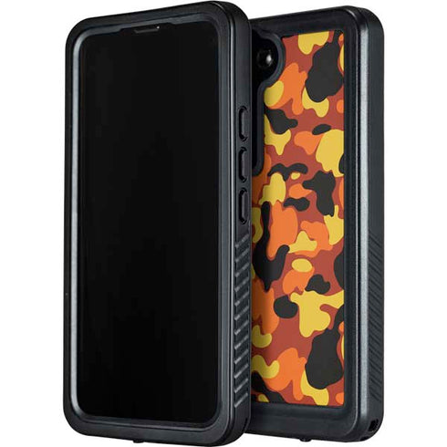 Orange Camo Galaxy S24 Waterproof Case
