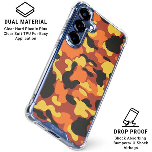 Orange Camo Galaxy S25 Plus Clear Case