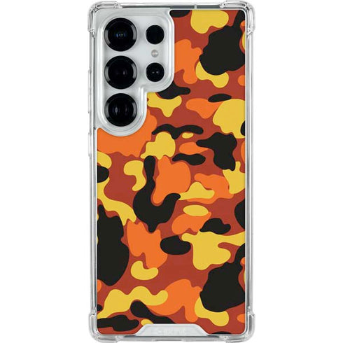 Orange Camo Galaxy S25 Ultra Clear Case