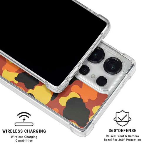 Orange Camo Galaxy S25 Ultra Clear Case