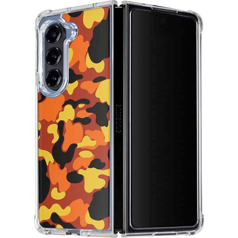 Orange Camo Galaxy Z Fold5 5G Clear Case