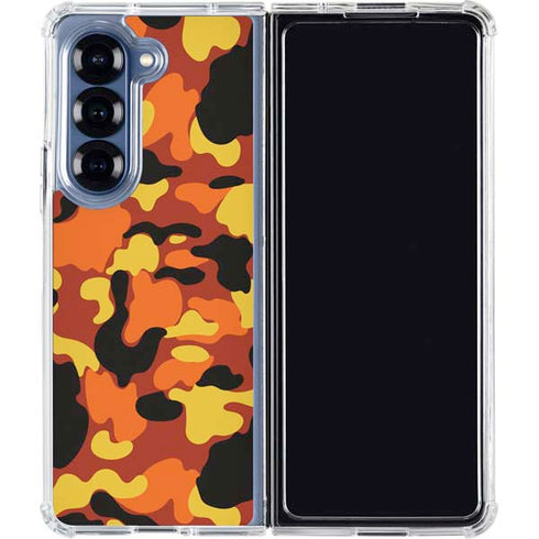 Orange Camo Galaxy Z Fold6 Clear Case