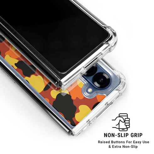 Orange Camo Galaxy Z Fold6 Clear Case