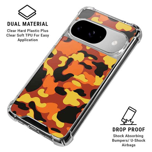 Orange Camo Google Pixel 10 Clear Case