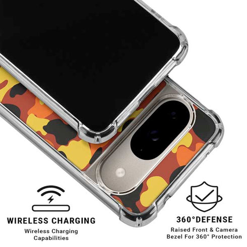 Orange Camo Google Pixel 10 Clear Case