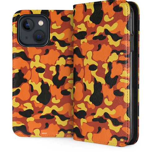 Orange Camo iPhone 15 Folio Case