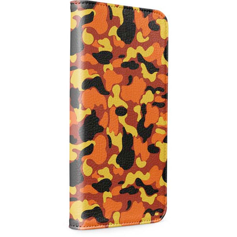 Orange Camo iPhone 15 Plus Folio Case