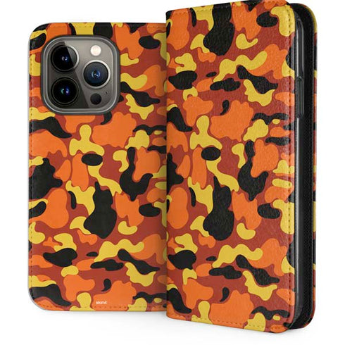Orange Camo iPhone 15 Pro Folio Case