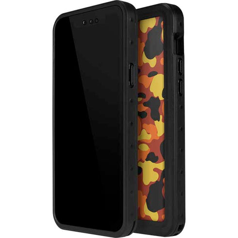 Orange Camo iPhone 15 Pro Waterproof Case