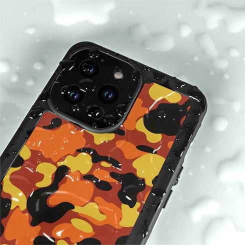 Orange Camo iPhone 15 Pro Waterproof Case