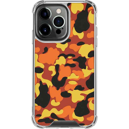 Orange Camo iPhone 16 Pro Clear Case