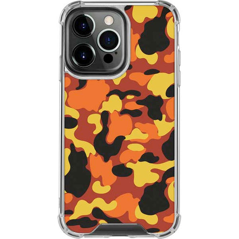 Orange Camo iPhone 16 Pro Max Clear Case