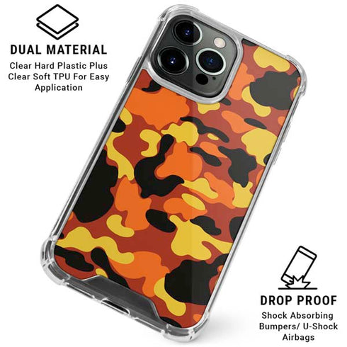 Orange Camo iPhone 16 Pro Max Clear Case