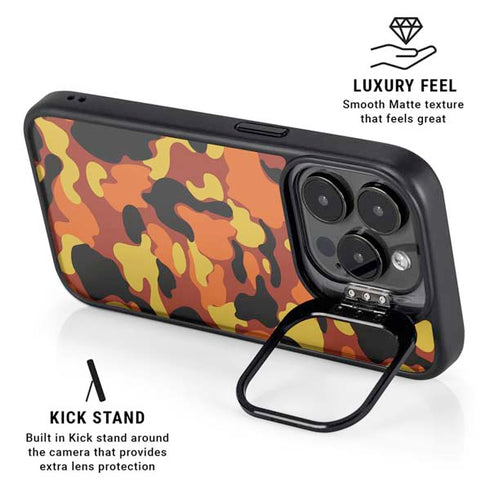 Orange Camo iPhone 16 Pro Max Kickstand Case