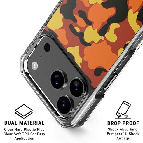 Orange Camo iPhone 18 Pro Clear Case