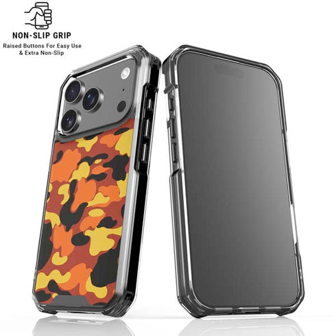 Orange Camo iPhone 18 Pro Clear Case