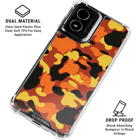 Orange Camo Moto G Power 5G (2024) Clear Case