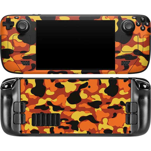 Orange Camo Steam Deck Handheld Gaming Computer OLED Skin