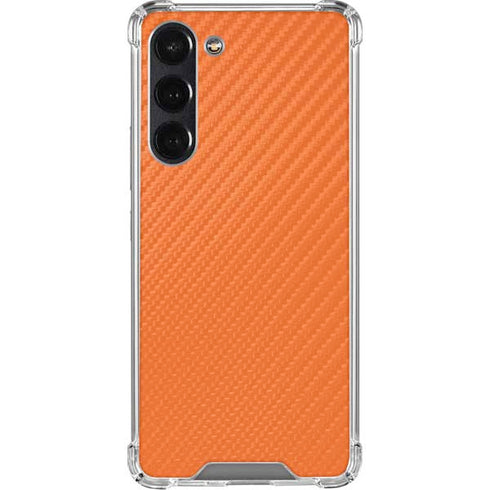 Orange Carbon Fiber Specialty Texture Material Galaxy S24 FE Clear Case