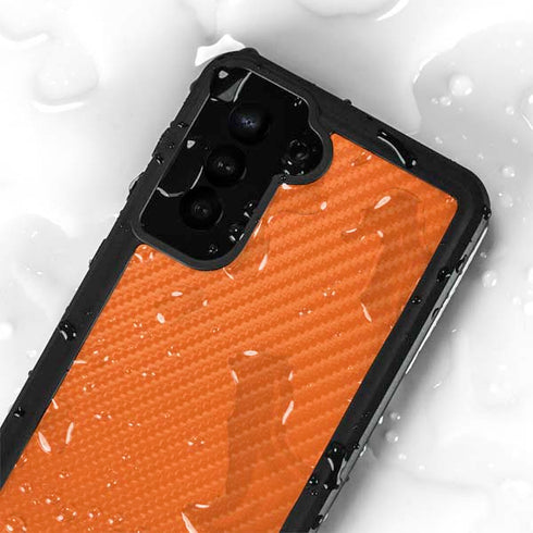 Orange Carbon Fiber Specialty Texture Material Galaxy S24 Plus Waterproof Case