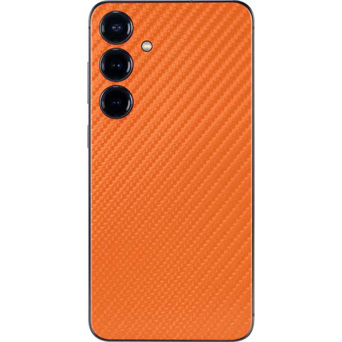 Orange Carbon Fiber Specialty Texture Material Galaxy S25 Skin