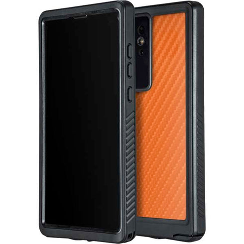 Orange Carbon Fiber Specialty Texture Material Galaxy S24 Ultra Waterproof Case