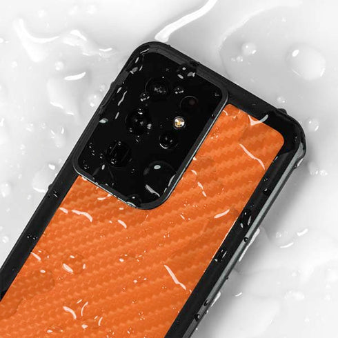 Orange Carbon Fiber Specialty Texture Material Galaxy S24 Ultra Waterproof Case