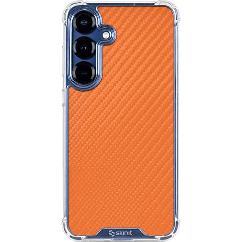 Orange Carbon Fiber Specialty Texture Material Galaxy S25 Clear Case