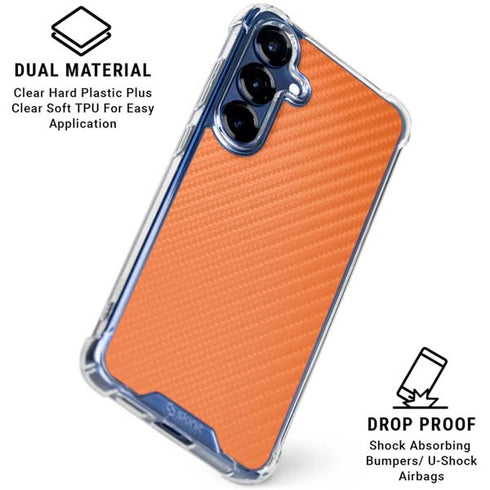 Orange Carbon Fiber Specialty Texture Material Galaxy S25 Clear Case