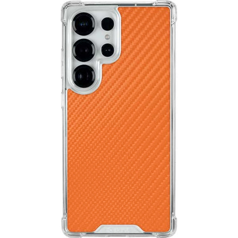 Orange Carbon Fiber Specialty Texture Material Galaxy S25 Ultra Clear Case