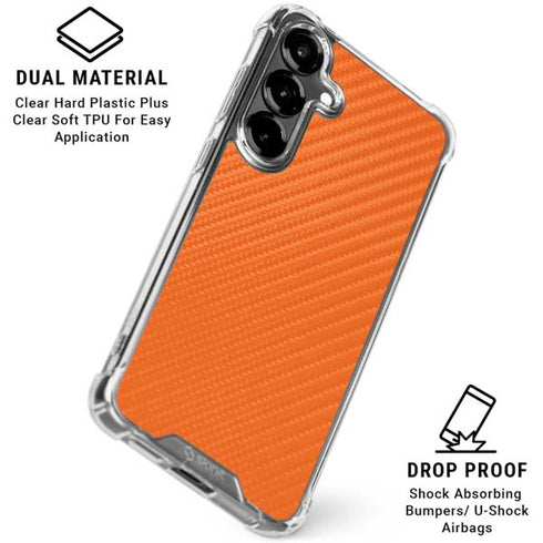 Orange Carbon Fiber Specialty Texture Material Galaxy S26 Plus Clear Case