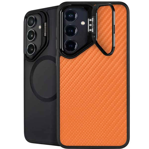 Orange Carbon Fiber Specialty Texture Material Galaxy S26 Plus Kickstand Case