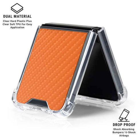 Orange Carbon Fiber Specialty Texture Material Galaxy Z Flip6 Clear Case