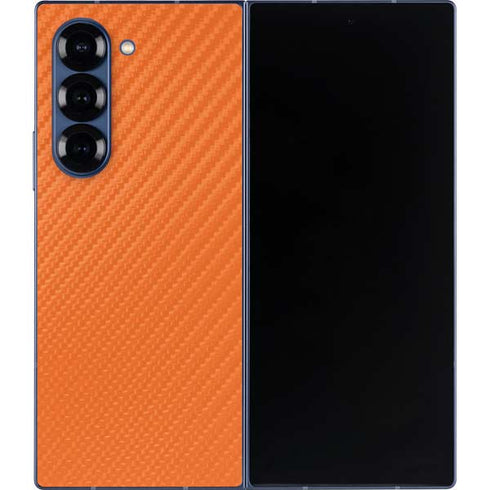 Orange Carbon Fiber Specialty Texture Material Galaxy Z Fold6 Skin