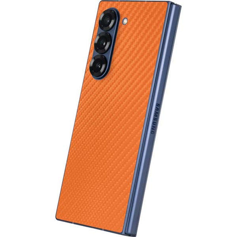 Orange Carbon Fiber Specialty Texture Material Galaxy Z Fold6 Skin