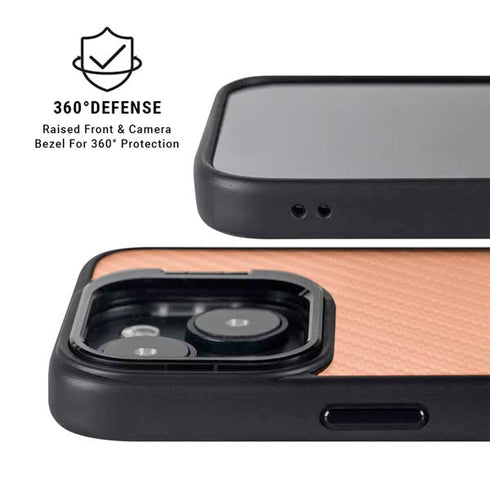 Orange Carbon Fiber Specialty Texture Material iPhone 13 Kickstand Case
