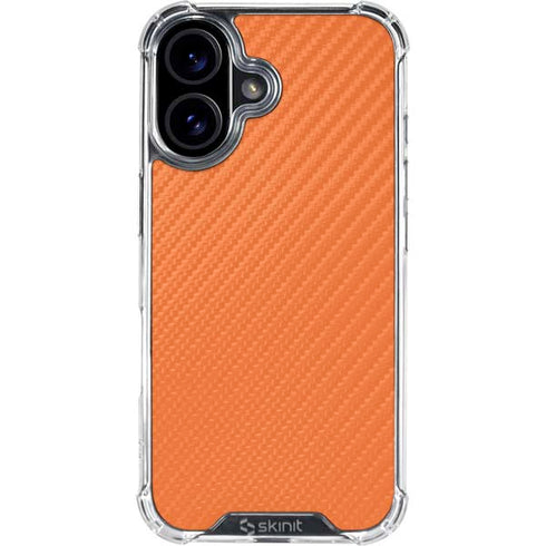 Orange Carbon Fiber Specialty Texture Material iPhone 16 Clear Case
