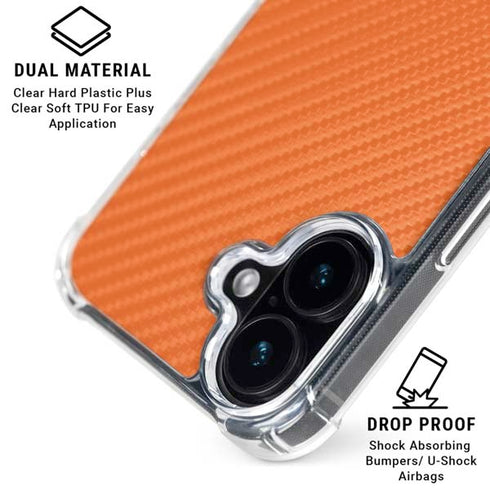 Orange Carbon Fiber Specialty Texture Material iPhone 16 Clear Case