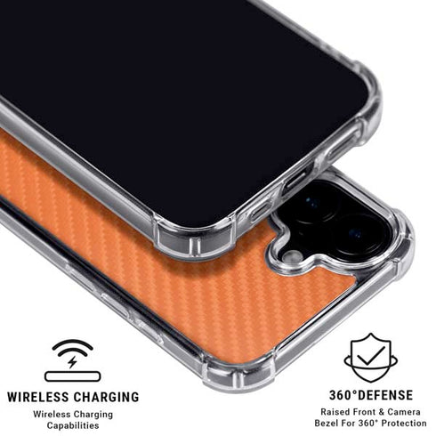 Orange Carbon Fiber Specialty Texture Material iPhone 16 Plus Clear Case