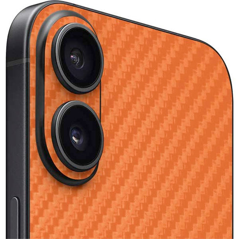 Orange Carbon Fiber Specialty Texture Material iPhone 16 Plus Skin