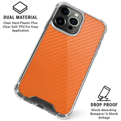 Orange Carbon Fiber Specialty Texture Material iPhone 16 Pro Clear Case