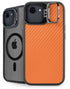 Orange Carbon Fiber Specialty Texture Material iPhone 16e Kickstand Case
