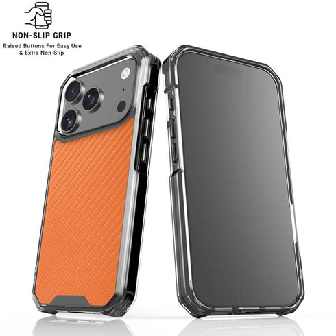 Orange Carbon Fiber Specialty Texture Material iPhone 17 Pro Clear Case