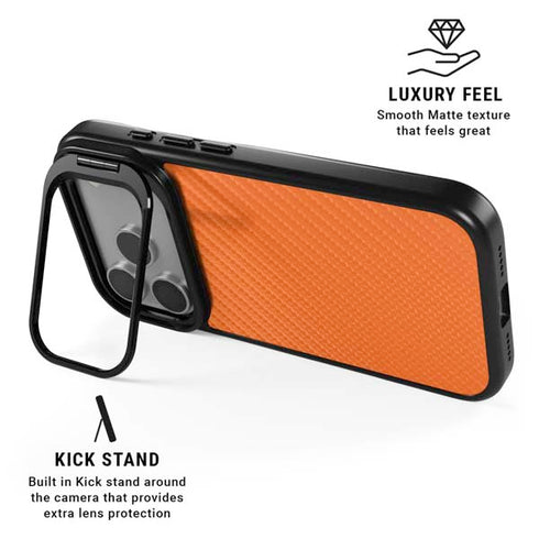 Orange Carbon Fiber Specialty Texture Material iPhone 17 Pro Max Kickstand Case