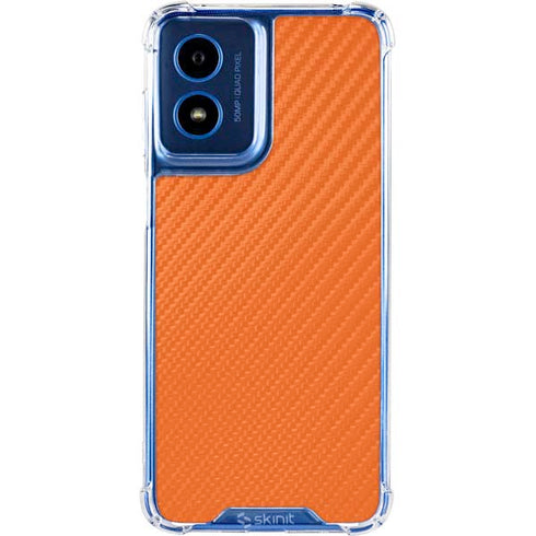 Orange Carbon Fiber Specialty Texture Material Moto G 5G (2024) Clear Case