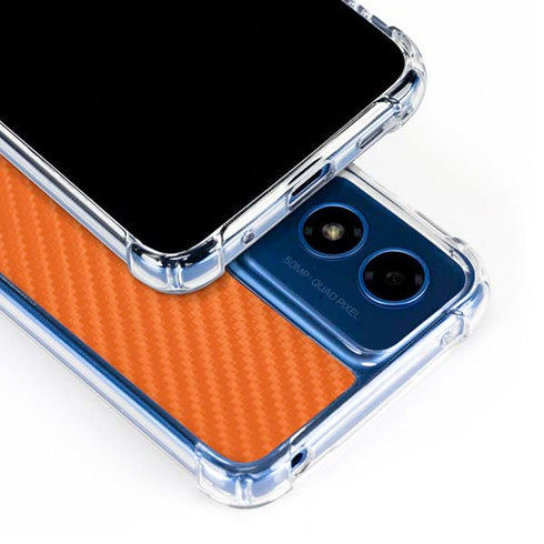 Orange Carbon Fiber Specialty Texture Material Moto G 5G (2024) Clear Case