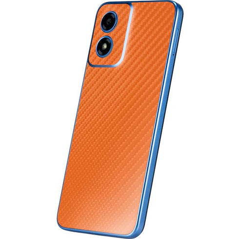 Orange Carbon Fiber Specialty Texture Material Moto G Play 4G (2024) Skin
