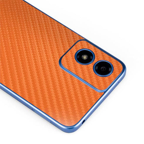 Orange Carbon Fiber Specialty Texture Material Moto G Play 4G (2024) Skin